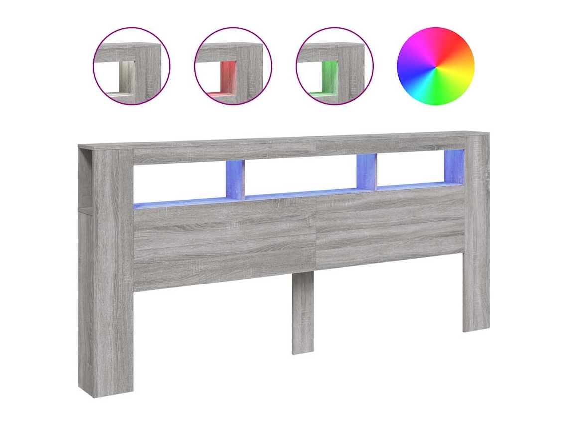 Cabeceira C/ Leds 220x18,5x103,5 Cm Sonoma Cinzento MAISON EXCLUSIVE