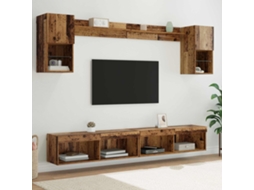 Vidaxl Unidades De Tv De Parede Com Led 6 Unid. Madeira Antiga