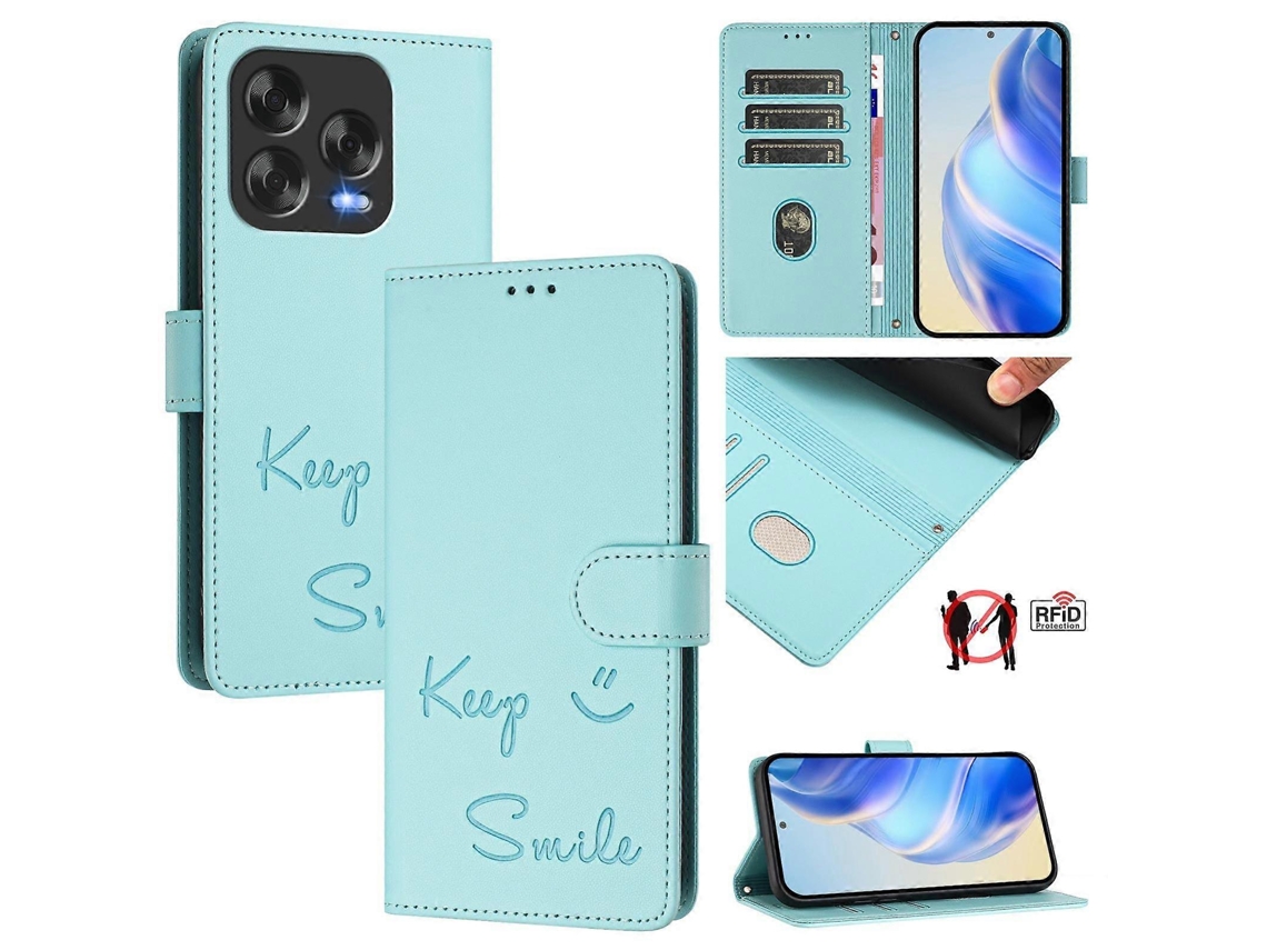 Capa De Couro Para Celular Com Rfid E Relevo Smile