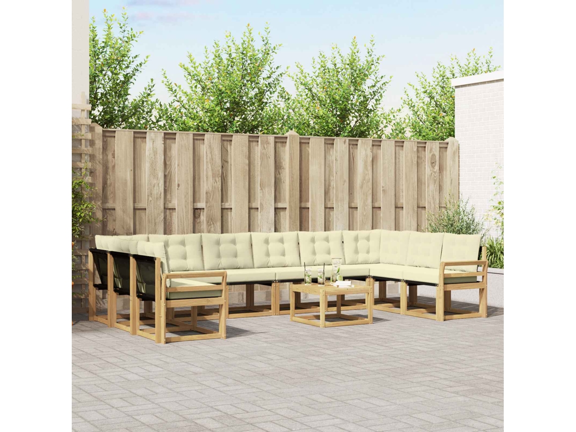 Vidaxl Conjunto De Sofás Para Exterior 11 Unid. Branco E Creme