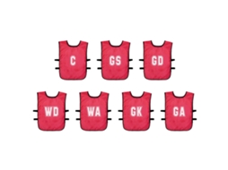 Conjunto De Coletes De Treino De Netball Precision Para Adultos, Em Malha Respirável Vermelha.