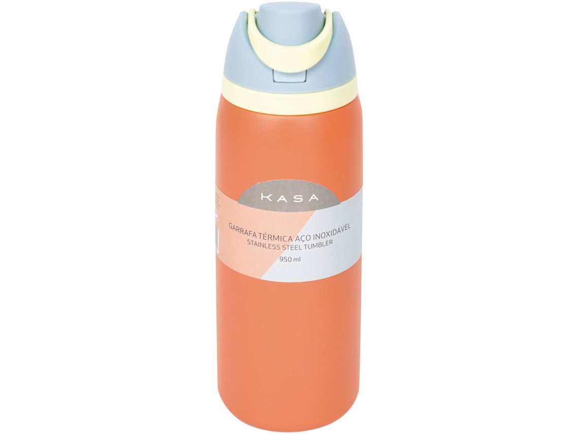 Garrafa Térmica 950ml Laranja E Azul Kasa