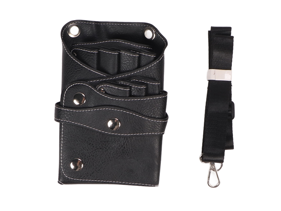 Bolsa De Tesouras De Cabelo De Camada Dupla À Prova D'água Couro Pu Com Cinto Para Salão Barbear Loja