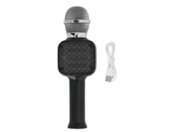 Microfone de karaokê Bluetooth portátil profissional para crianças, meninas e adultos - Preto