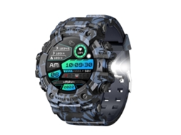 (azul Camuflado) Smartwatch Esportivo Com Tela Redonda Tft De 1,32 Polegadas, Monitoramento De Oxigênio No Sangue E Lembrete De Chamadas.