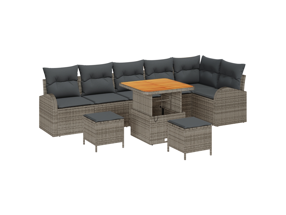 Conjunto 9 Sofá De Jardim Vidaxl Cinzento Vime Pe (80 X 80 X 71 Cm)