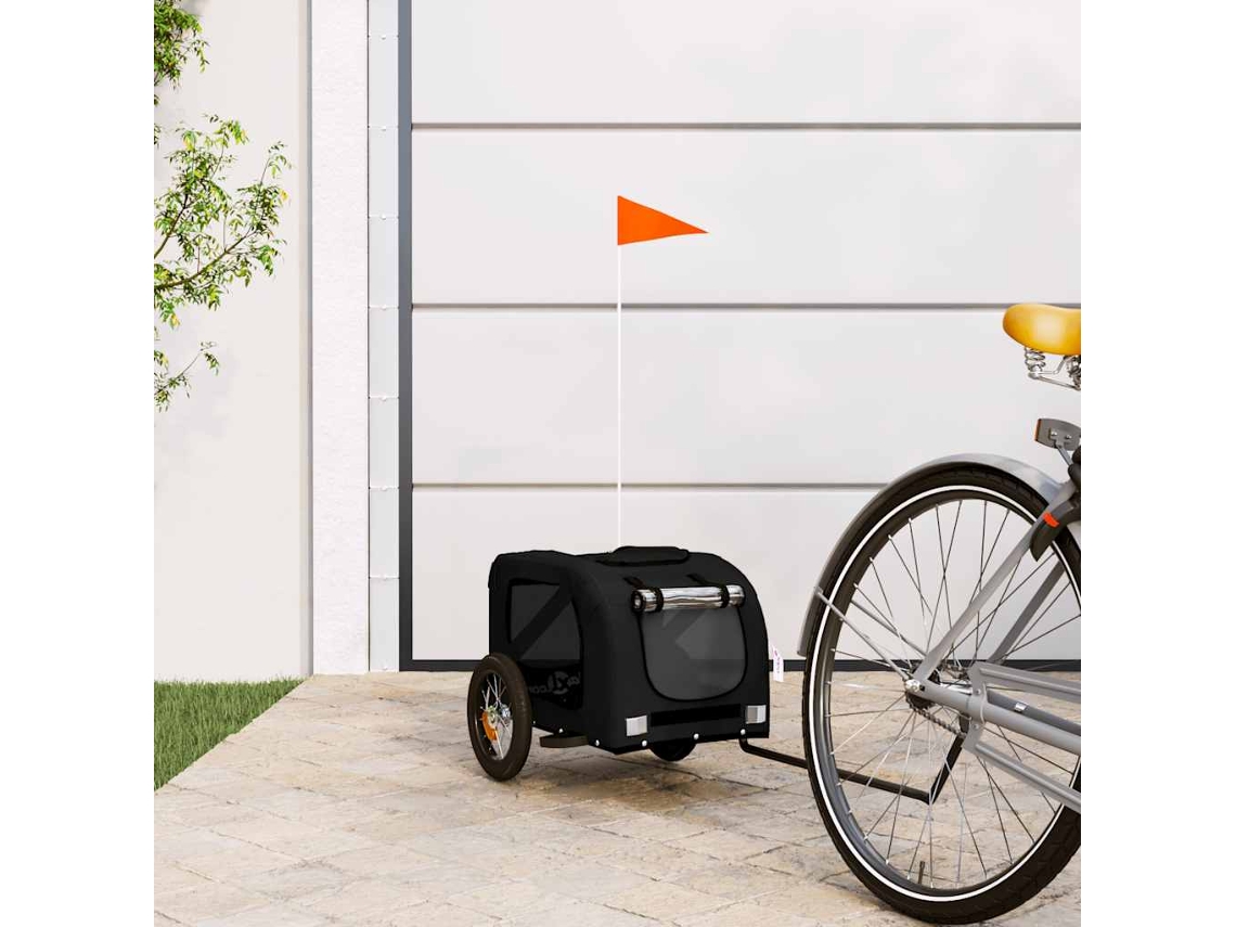 Vidaxl Reboque Bicicleta P/ Animais Tecido Oxford/ferro Preto