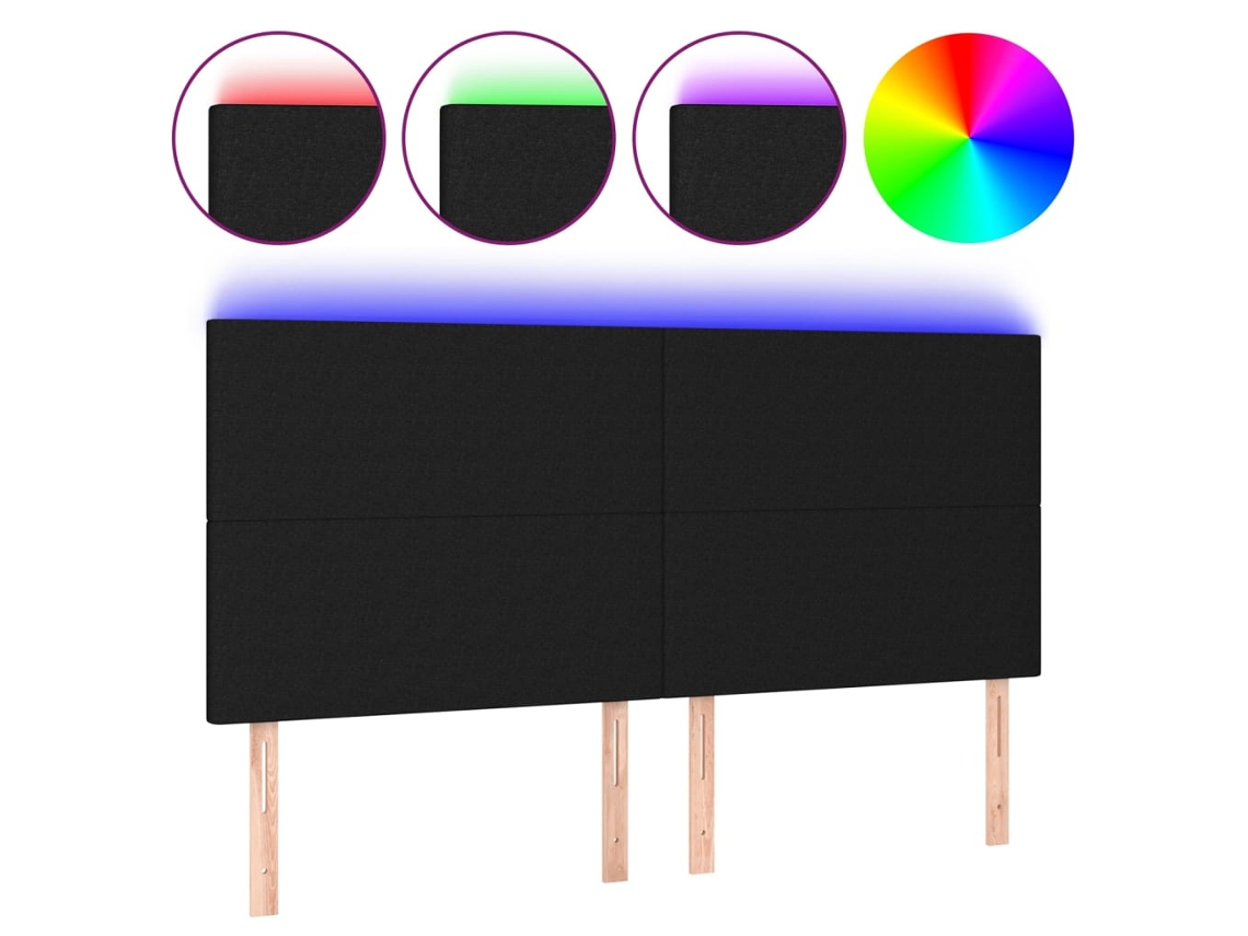 Led Headboard, Led Headboards Vidaxl Preto Tecido (200 X 5 X 118/128 Cm)