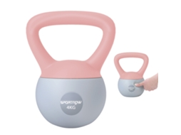 Kettlebell 4 Kg Kettlebell Preenchido com Areia Metálica e Cabo Antiderrapante para Treinamento em Casa 19x15x25 Cm Rosa e Cinza Ge