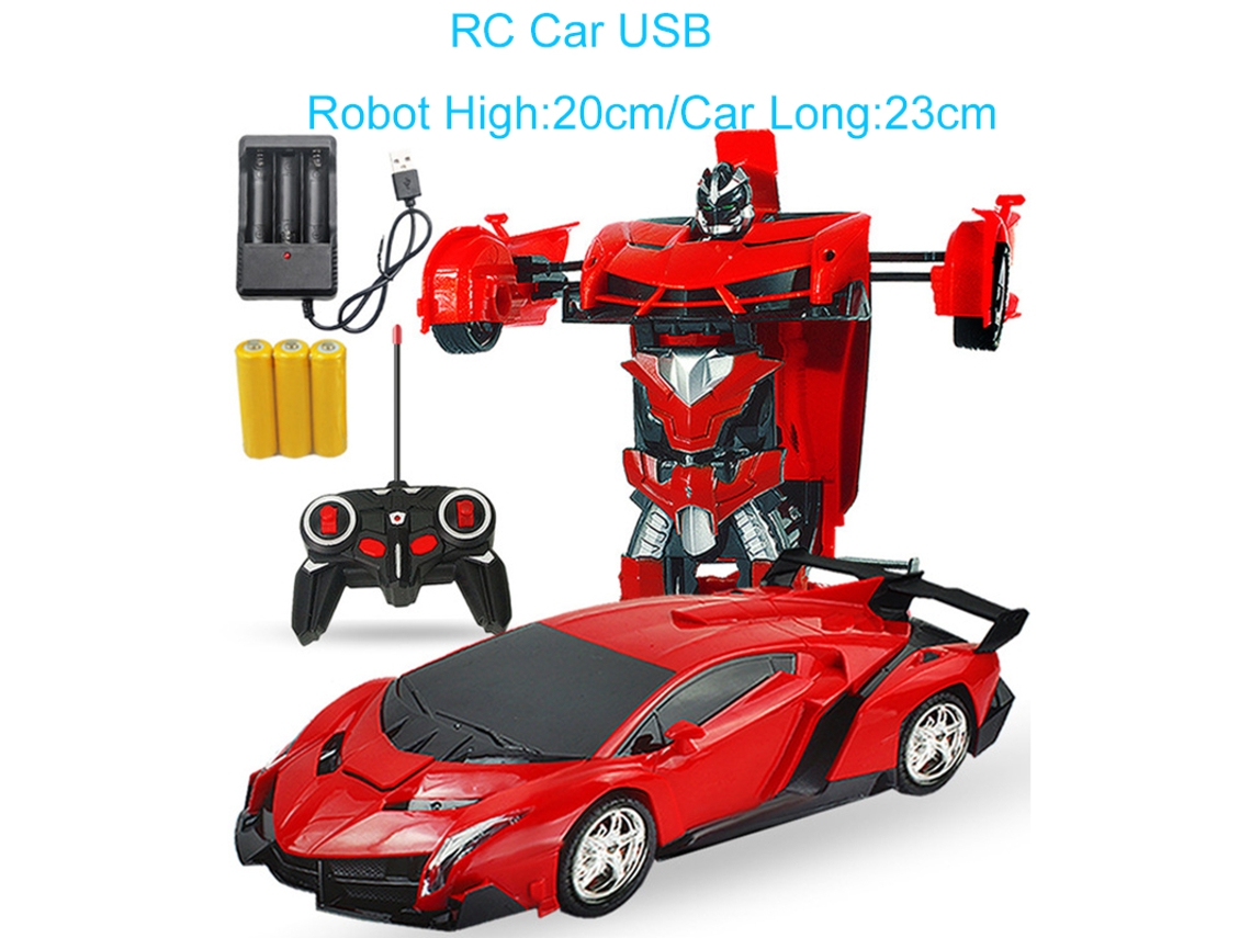 Carro De Brinquedo Rc De 24 Cm 118 Com Controle Remoto, Transformação, Robô, Um Botão, Deformação, Controle Remoto Elétrico, Carr Aquaforge