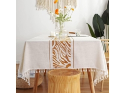 Toalha De Mesa De Algodão E Linho Lavável, Resistente A Manchas, Com Borlas, Adequada Para Decoração De Mesas Em Restaurantes, Ambientes Externos E Re