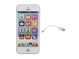 Mali brinquedo Celular Infantil Educativo com Tela Tática Led e Ajuste de Volume Branco Usb