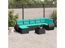 Vidaxl Conjunto De Sofá De Jardim Com 8 Peças E Almofadas Em Rattan Sintético Preto