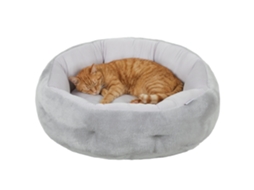 Cama Reversível para Gatos. Cama para Gatos e Cães Pequenos Dentro de Casa. Cama Redonda com Saliência de Apoio. Cinza Claro Ge