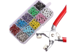 Conjunto de 100 Fechos de Pressão com Ferramenta, 9,5 Mm, Multicoloridos. AQUAFORGE