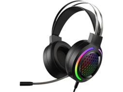 Fone De Ouvido Gamer Com Fio, Preto Com Iluminação Rgb, Cancelamento De Ruído, Confortável Para Jogos De Pc.