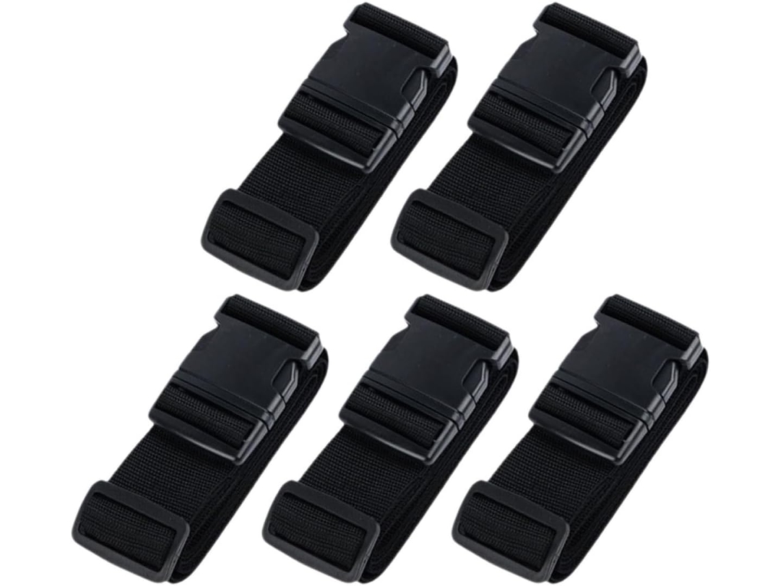Conjunto Angooily De 5 Cintas Bagagem Ajustáveis Em Polipropileno Preto Com Fivela, Leves E Resistentes, Acessórios De