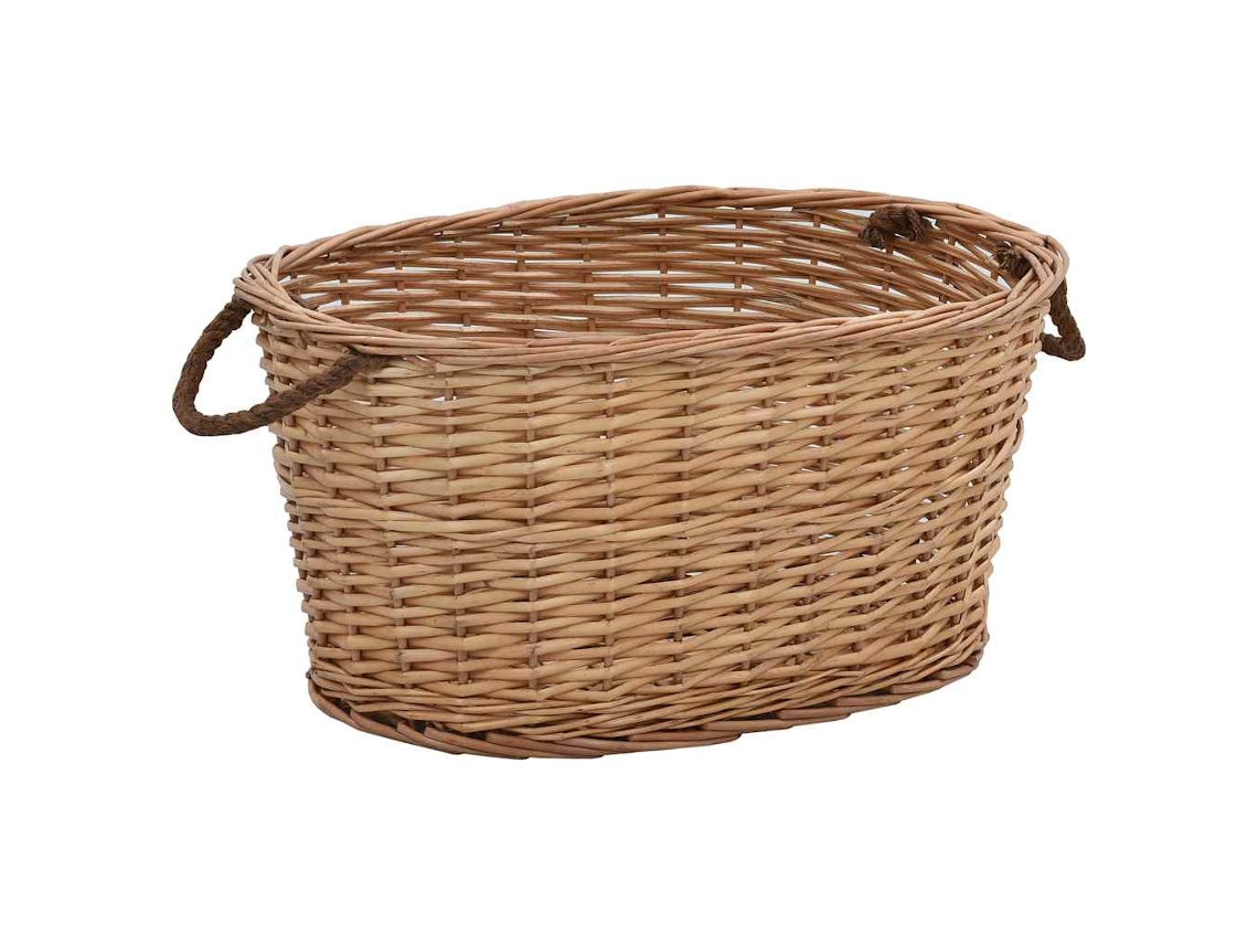 Vidaxl Cesto Para Lenha Com Pegas 56x40x28 Cm Salgueiro Natural