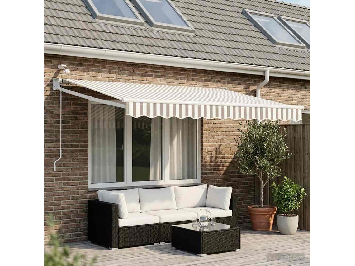 Vidaxl Toldo Retrátil Elétrico Cinza Claro E Branco