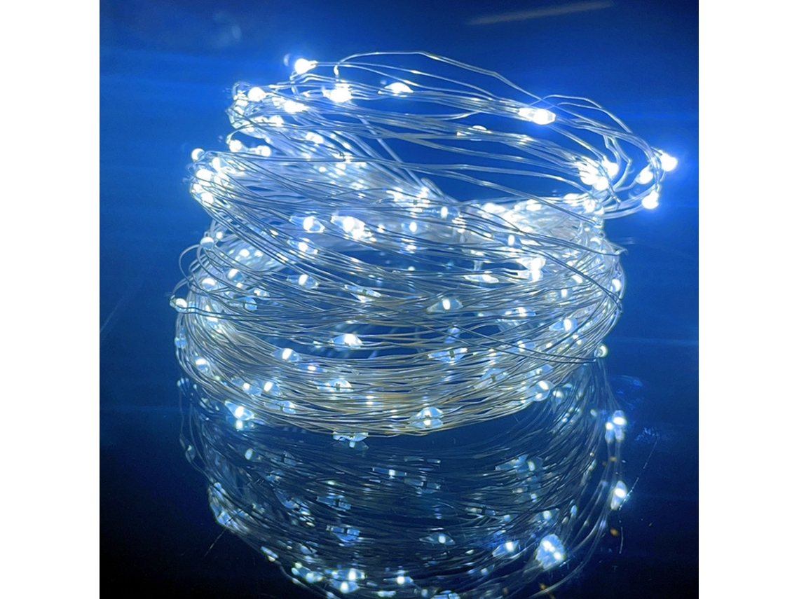 Cordão de Luzes Led a Bateria para Decoração de Natal e Festas. MDUG (branco, 2m X 20 Unidades)