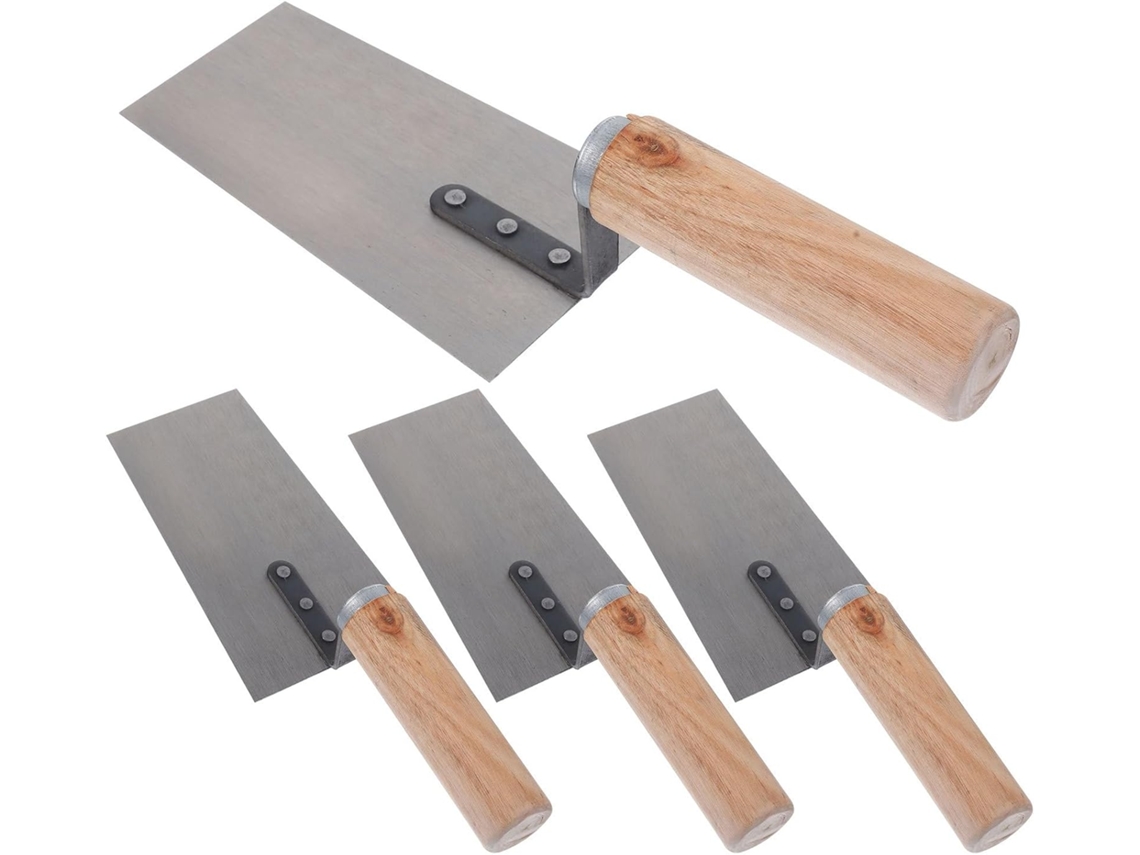 Topbathy Conjunto Alipis de 4 Espátulas Aço Inoxidável para Gesso, Construção Alta Resistência, Tamanhos Médio