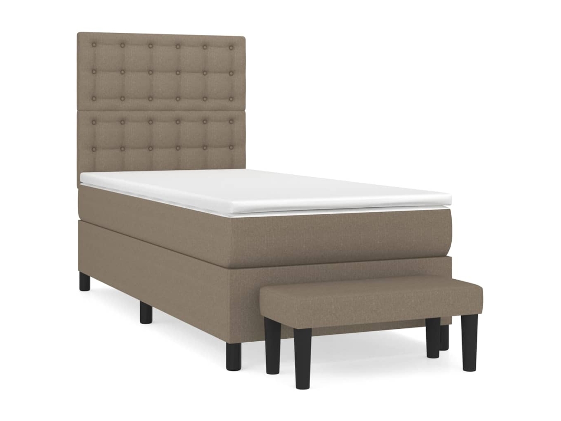 Box Spring Bed, Box Spring Beds Vidaxl Cinzento-acastanhado Tecido (90 X 190 Cm)