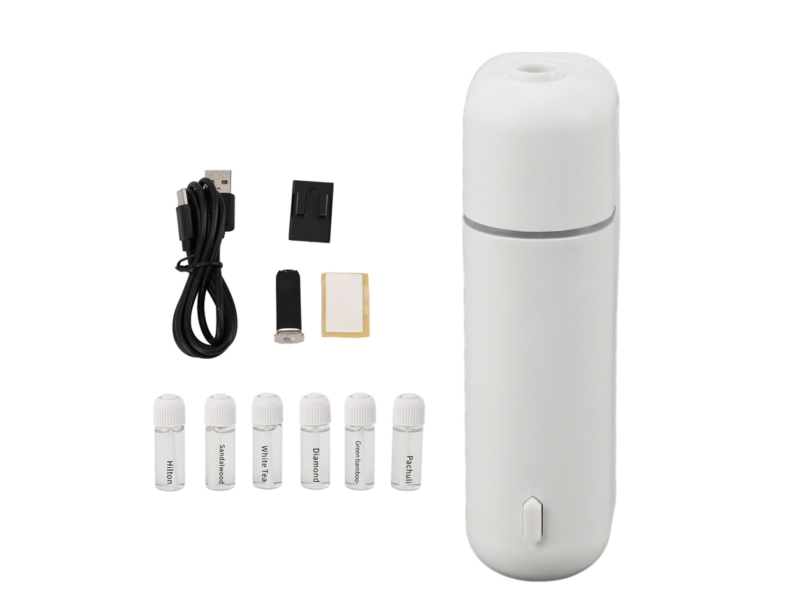 Difusor Portátil de Óleo Essencial para Carro com 6 Frascos 5ml Usb Plug And Play