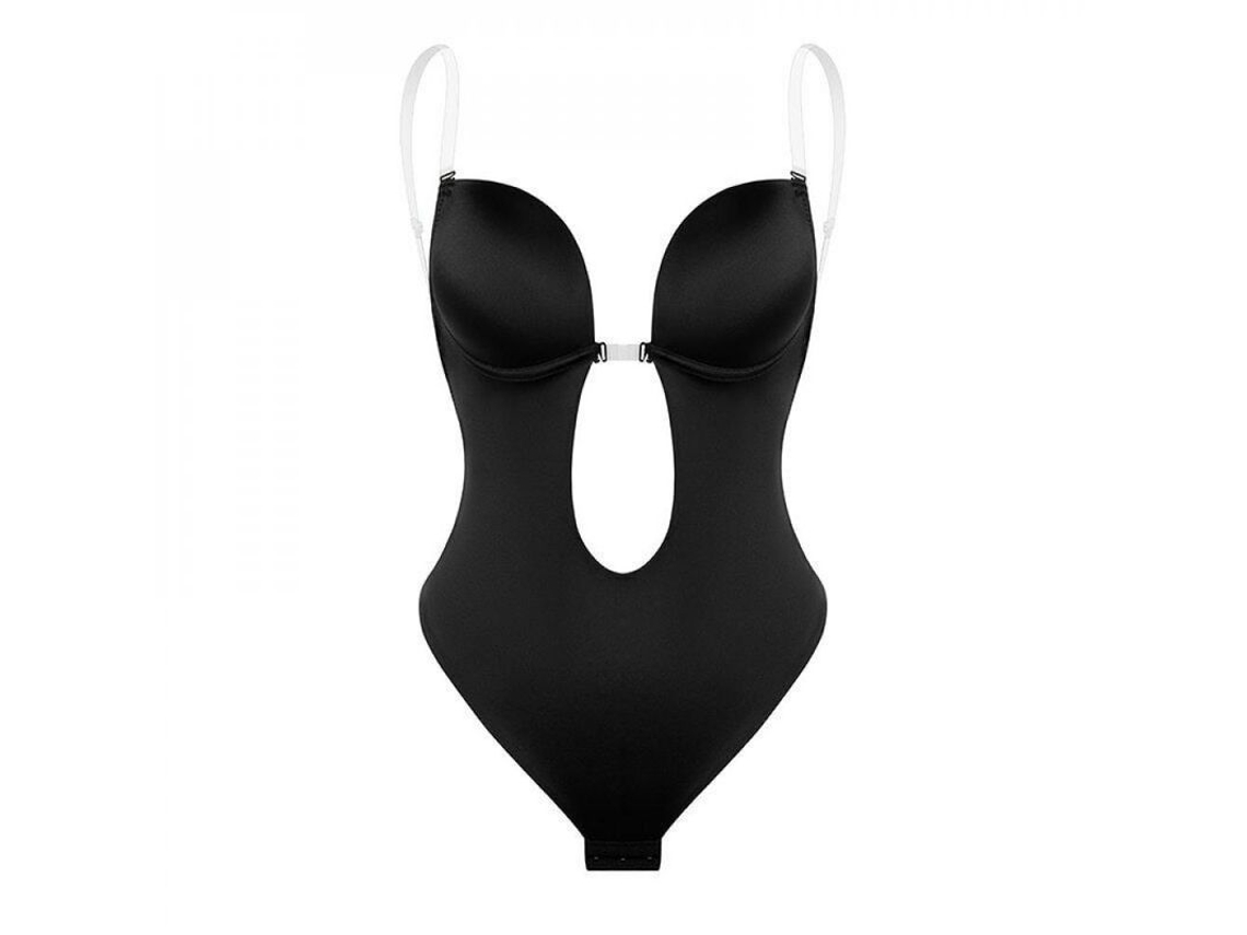 2026-body Braga Moldeadora Sem Mangas Sem Espalda Decote Profundo Uk Tanga Sem Costuras Ajustável Miss Moly S Negro