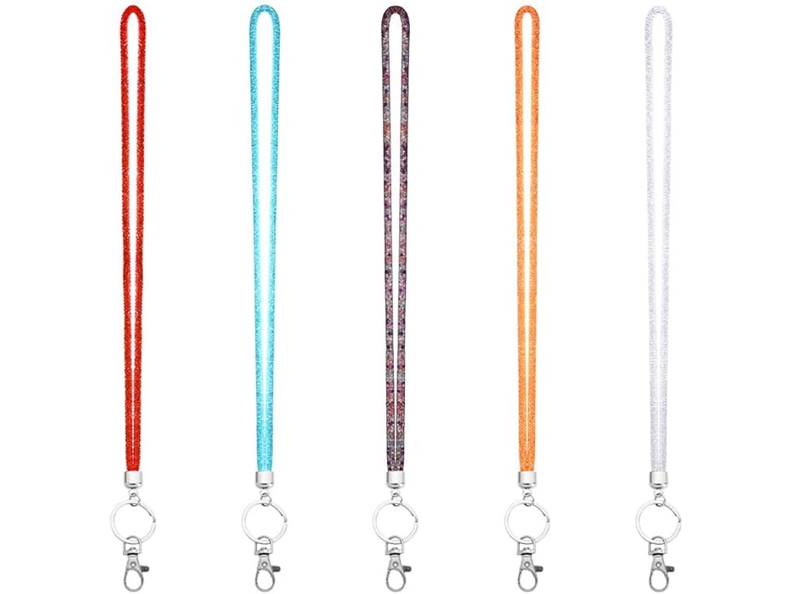 Conjunto de 4 Portas Crachás Com Cordão, 66cm 30pol, Cordão Pescoço Com Brilhantes Cristais, Argola Metal