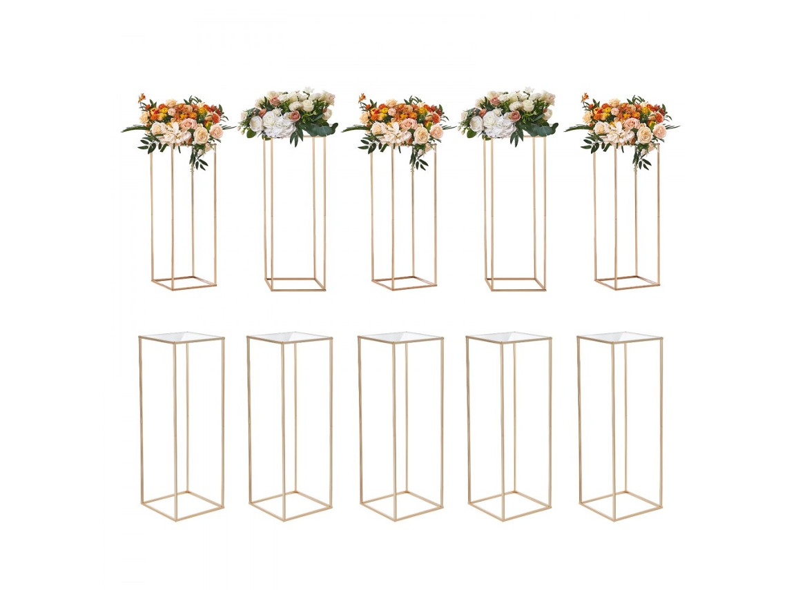 Conjunto De Suportes E Colunas Douradas Para Decoração E Eventos Tekmaquinas