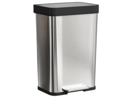 Lixeira De 60 L Com Pedal De Pé, Lixeira De Aço Inoxidável Com Tampa Macia E Fechada, Cor Prateada