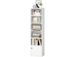 Estante De 6 Níveis Para Livros Com Prateleiras Ajustáveis E Armário Moderna 40x30x156 Cm Branco