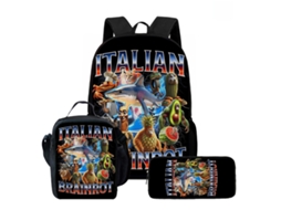 Conjunto De 3 Mochilas Com Estampa Digital Italian Brainrot Modelo 34 Aquaforge