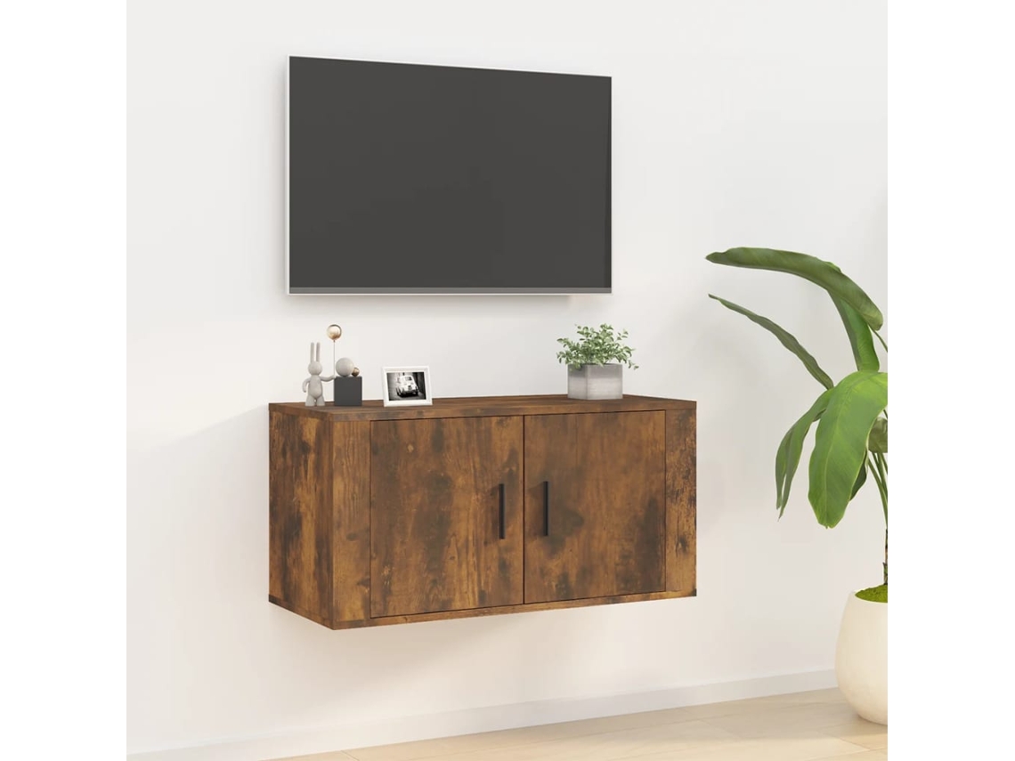 Vidaxl Móvel De Tv De Parede 80x34,5x40 Cm Carvalho Fumado