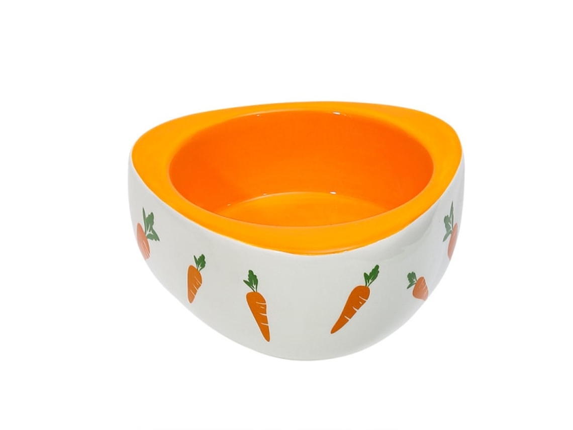 Tigela de Cerâmica para Alimentação de Coelhos, com Desenhos Fofos de Coelhos e Cenouras AQUAFORGE