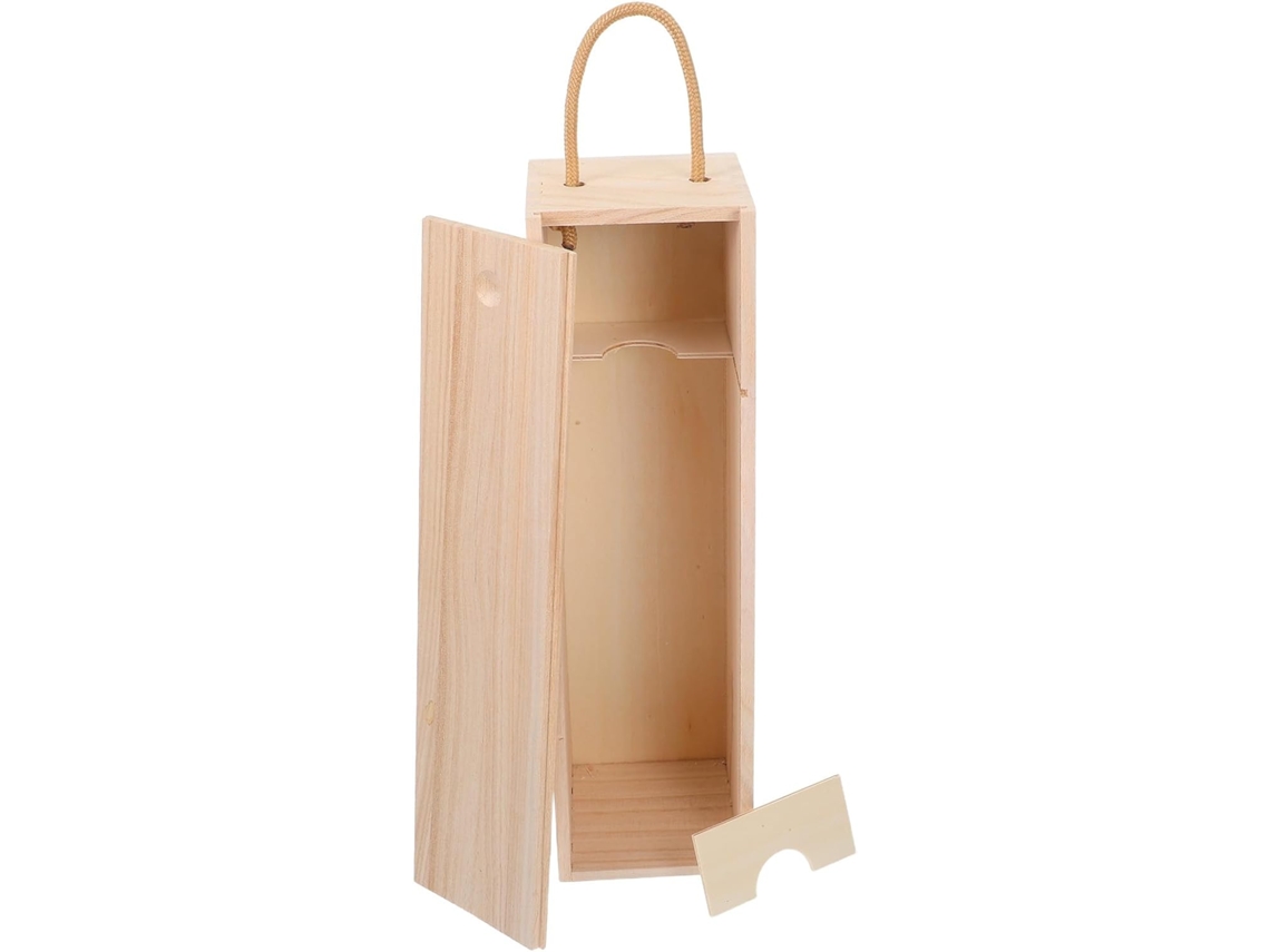 Caixa De Madeira Para Garrafa De Vinho Nuobesty Com Alça Integrada, Abertura Prática Da Garrafa, Ideal Para Presente.