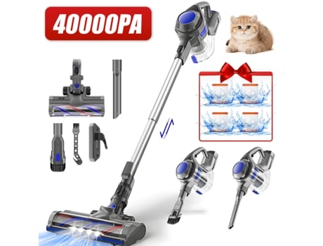 Aspirador Vertical 40000pa, Bateria Removível 480w, Autonomia Até 50 Min, Tanque 1,6l, Sistema de Filtragem 5 em 1 Blue Adormii