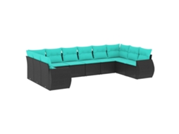 Conjunto de Sofá Jardim 3 Peças Almofadas Rattan Sintético MAISON EXCLUSIVE