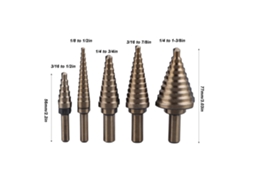 Kit De Brocas Cone Escalonadas 5 Peças 3/16 A 1-3/8 Polegadas