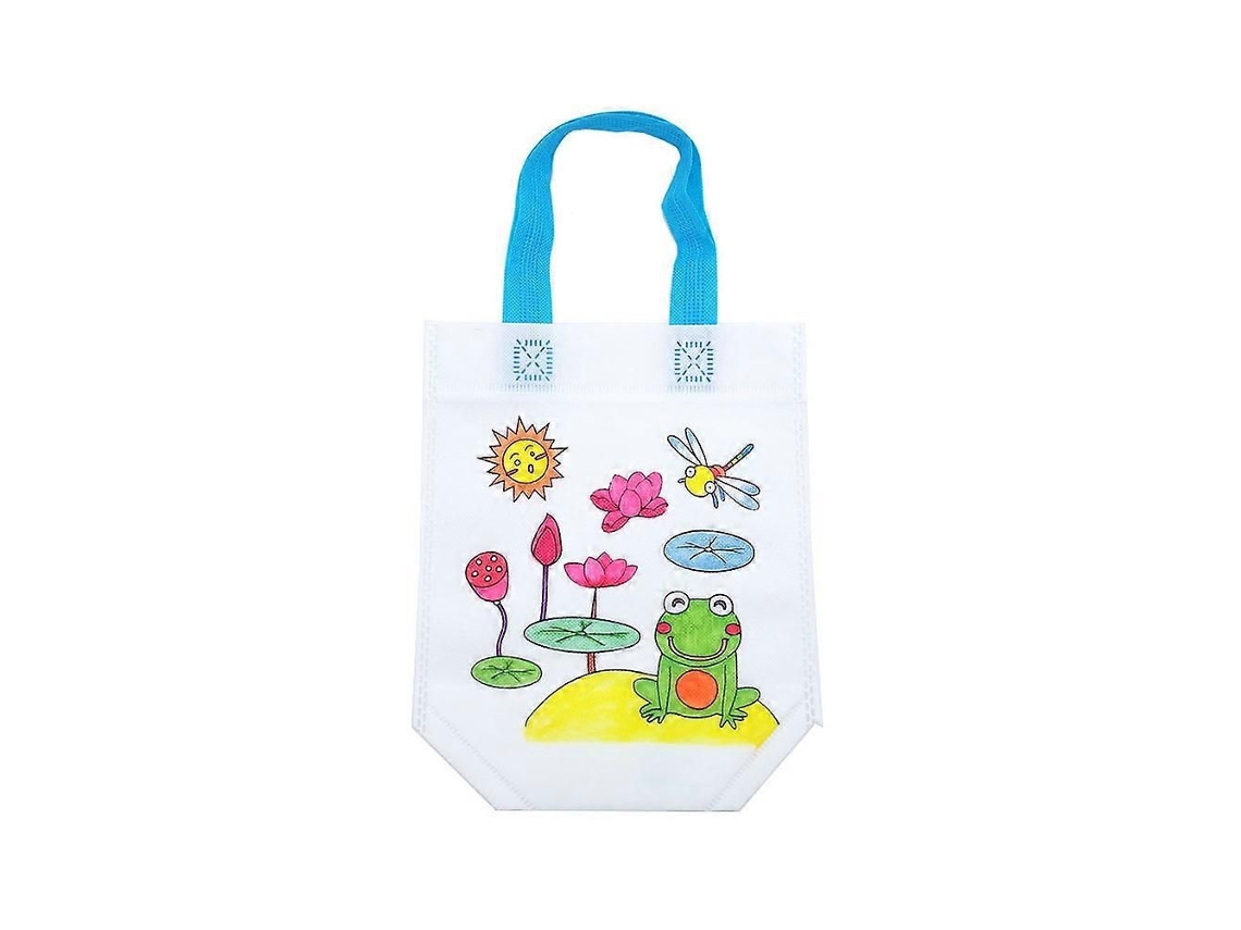 Conjunto de 12 Sacolas de Compras Dobráveis ​​em Tnt com Estampas Variadas, Ideais para Pintura e Desenho em Casa e no Jardim de Infância. GOKOCO