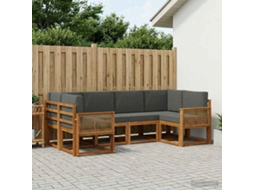 Vidaxl Conjunto De Sofás Para Exterior 6 Unid. Natural E Antracite