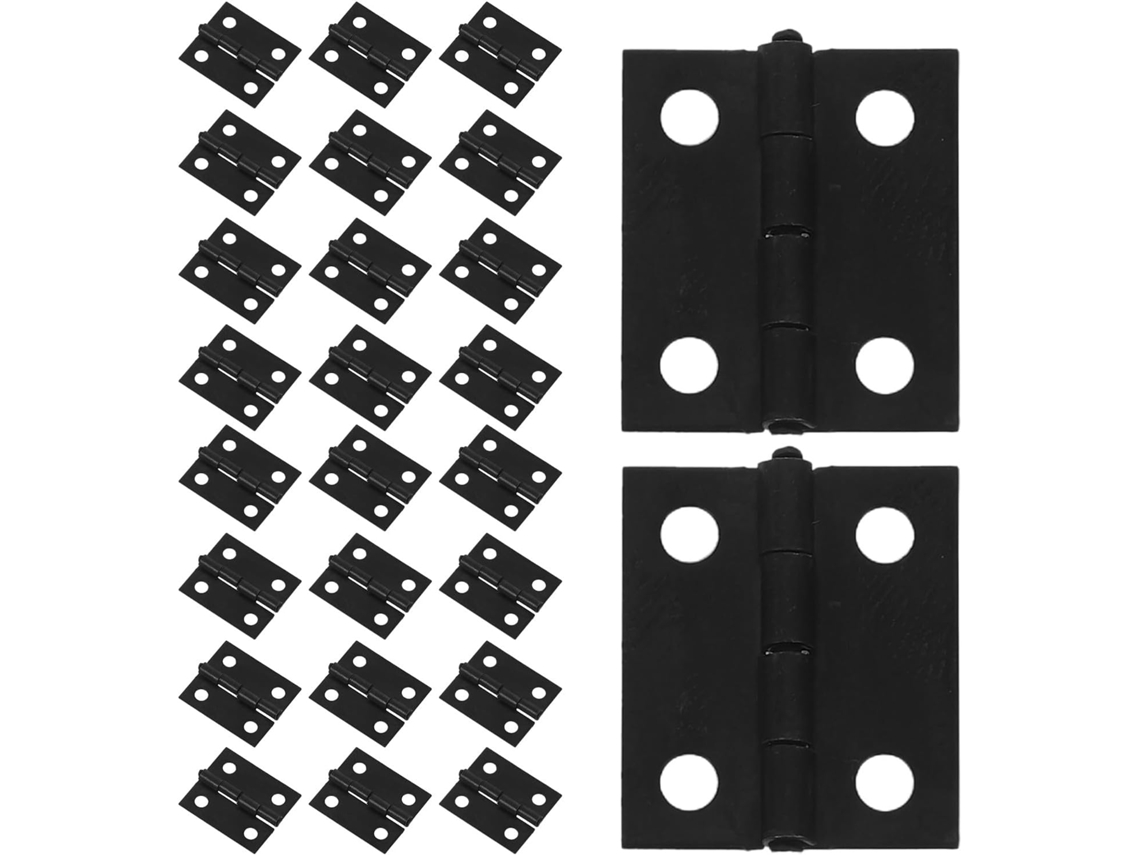 Conjunto De 50 Mini Dobradiças Pretas, Pequenas Dobradiças De Metal Para Caixas Joias, Portas De Armários E Projetos