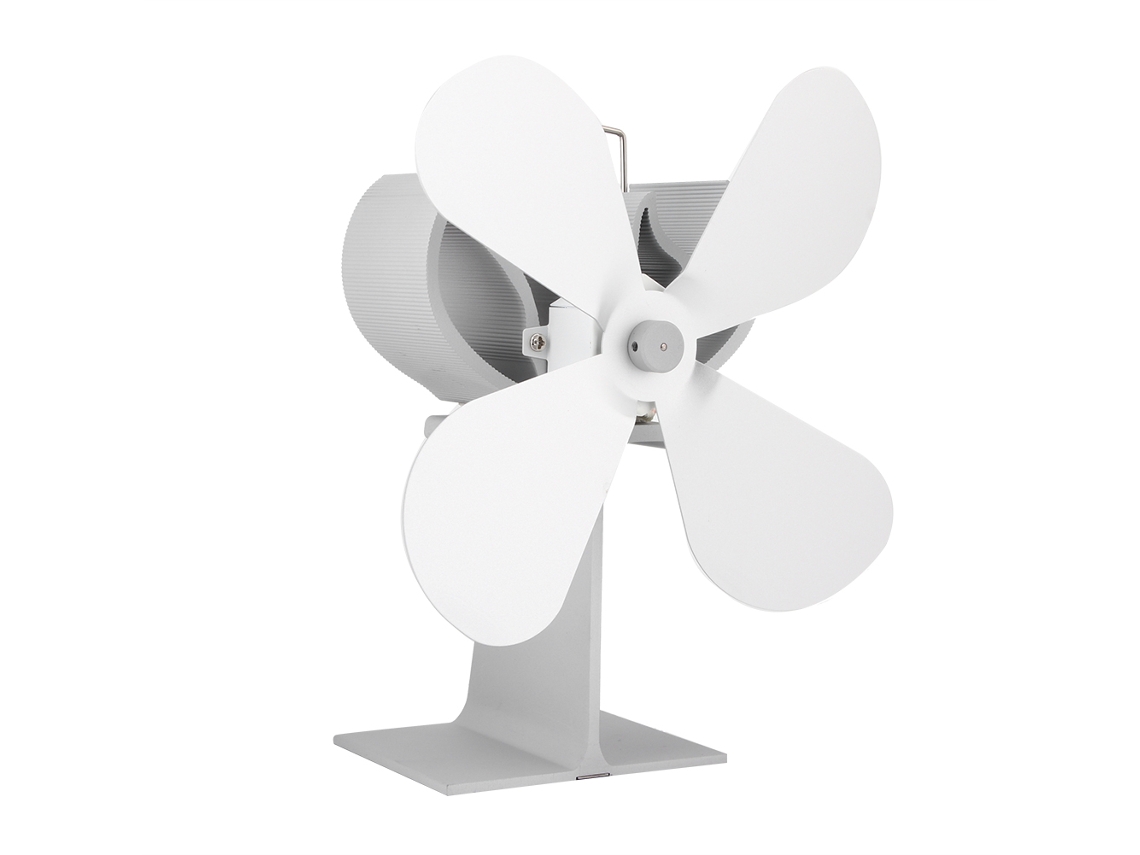 Ventilador de Calor Estufa Lenha 4 Lâminas Branco