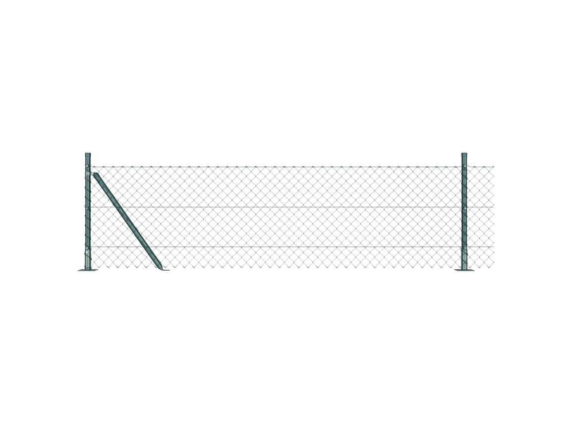 Conjunto 1 Poste De Cerca Vidaxl Verde Aço (25 X 0,6 M)