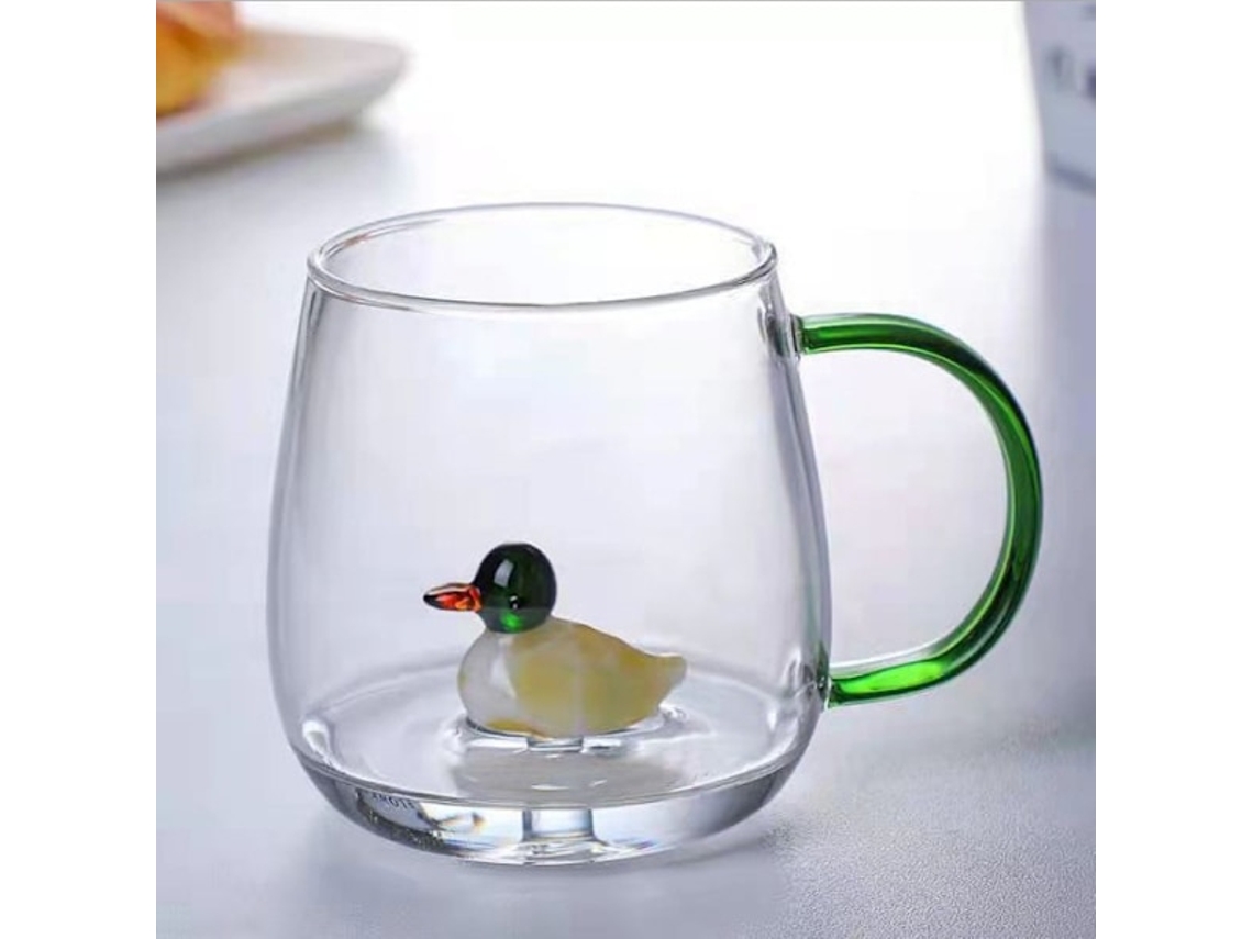 Caneca De Vidro 3d Com Formato Animal, Feita À Mão Um Patinho Fofo No Interior, 400ml, Alça, Resistente Ao Calor, Ideal Para Café, Aquaforge