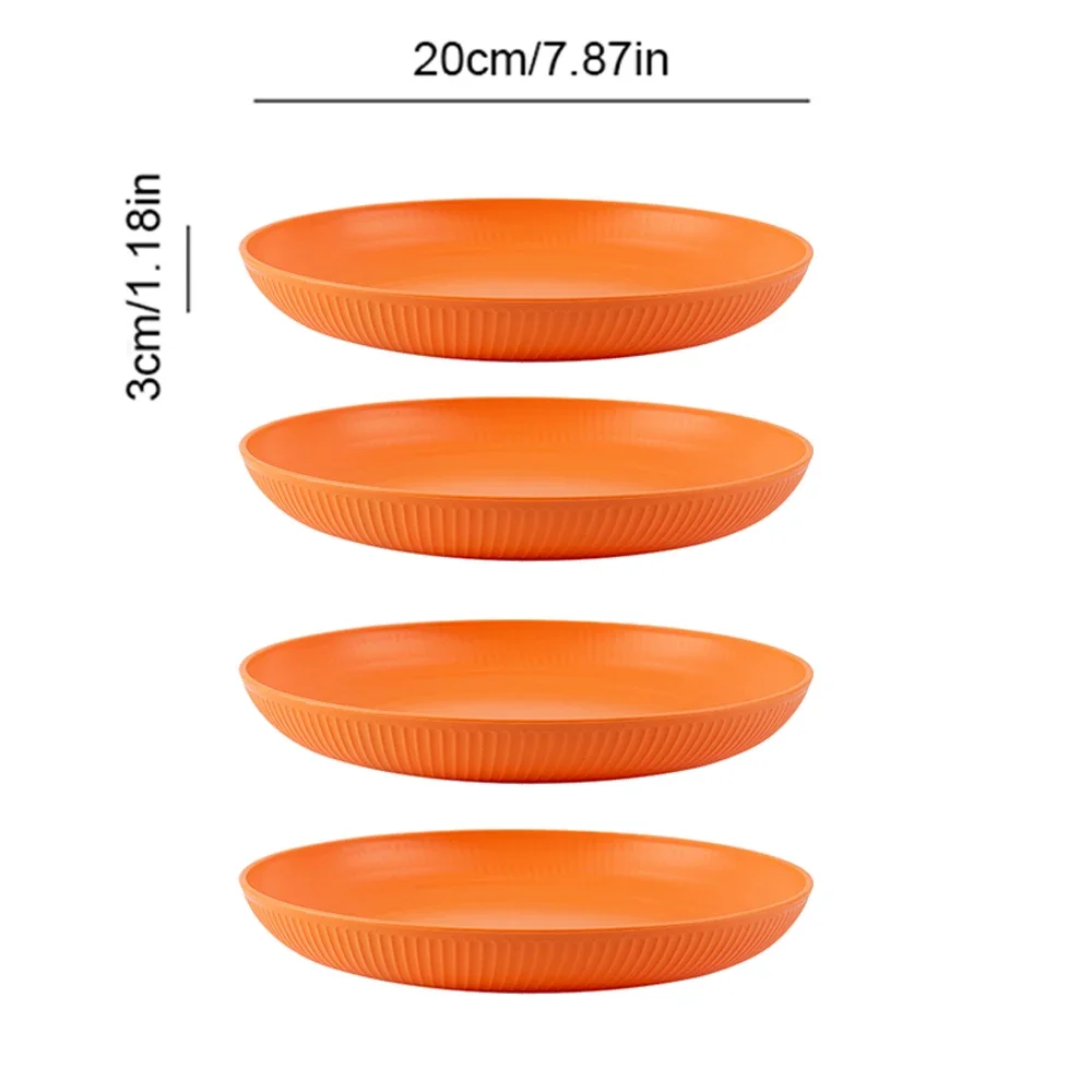Pratos de Palha de Trigo Leves e Inquebráveis, Próprios para Lava louças e Micro ondas. MDUG (laranja, 4 Peças)