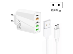 65w Dual Pd Tipo C + 3 Usb multiporta com 3a Usb para Cabo de Dados Tipo C, plugue UE branco XIAOMOYU