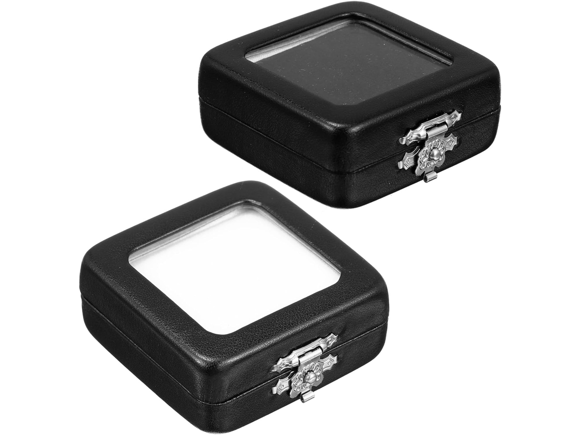 Conjunto 2 Pequenas Caixas Joias Janela Transparente Ideais Exibir Anéis Pedras Preciosas Oferecendo Proteção GOKOCO