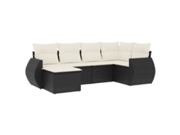 Maison Exclusive - 6 Pcs Conjunto Sofás De Jardim C/ Almofadões Vime Pe Preto