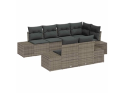 Maison Exclusive - Conjunto De Sofá De Jardim 7 Pcs Cinzeto Vime Pe